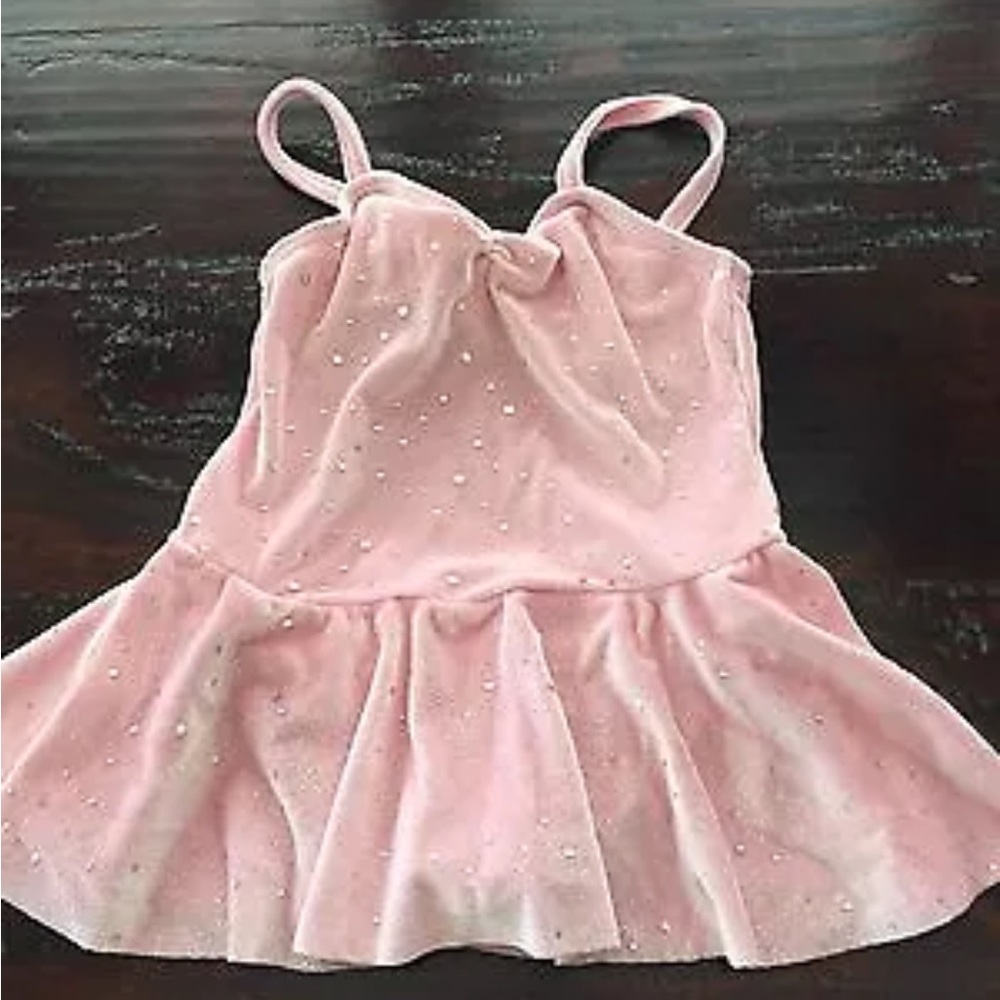 Excellent Condition Girls Pink Ballet Leotard with Silver Stars Child S